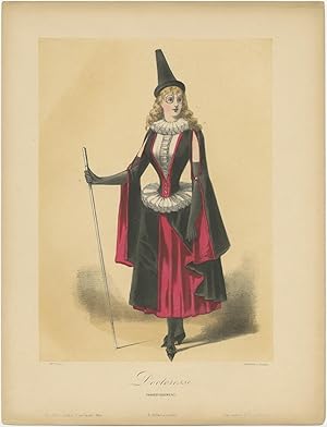 Antique Costume Print of a Female Doctor (c.1860)
