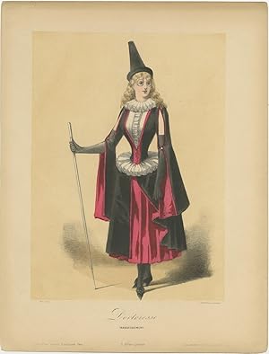 Antique Costume Print of a Female Doctor (c.1860)