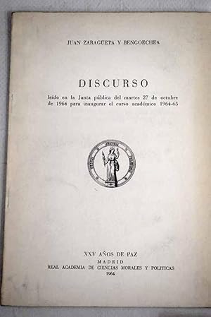 Discurso leído en la junta pública para inaugurar el curso académico 1964-65