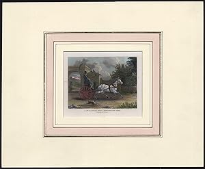 Antique Print-TWO WHEEL CARRIAGE-HORSE-GATEHOUSE-PARK-Josi-Prior-1837