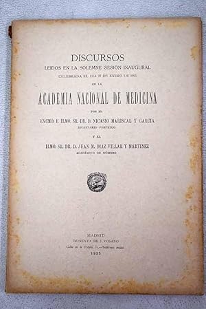 Bild des Verkufers fr Discursos ledos en la solemne sesin inaugural de 1935 en la Academia Nacional de Medicina por el Excmo zum Verkauf von Alcan Libros