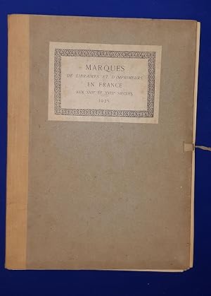 Bild des Verkufers fr Les marques de libraires et d'imprimeurs en France au dix-septime et dix-huitime sicles. zum Verkauf von Wykeham Books