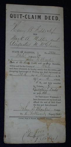 Quit-Claim Deed (Indenture), White County, Illinois, 1872