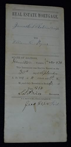 Real Estate Mortgage Document, Hamilton County, Illinois, 1871