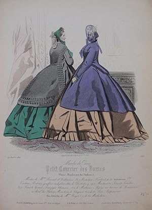 Bild des Verkufers fr Orig. kolorierter Holzstich: Modes de Paris. Petit Courrier des Dames. zum Verkauf von Allguer Online Antiquariat