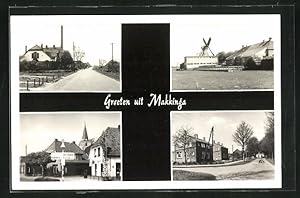 Ansichtskarte Makkinga, Ortsansicht mit Strassenpartien, Windmühle