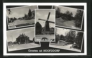 Image du vendeur pour Ansichtskarte Hoofddorp, Wandelpark, Polderhuis, Molen de Eersteling, Kruisweg mis en vente par Bartko-Reher