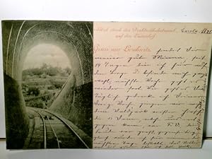 Loschwitz / Dresden. Blick durch den Drahtseilbahntunnel auf den Luisenhof. Alte AK s/w. gel. 189...