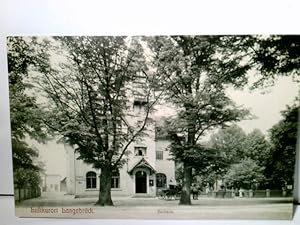 Luftkurort Langebrück / Dresden. Das Kurhaus. Alte AK s/w gel. 1908. Gebäudeansicht, Park, Pferde...