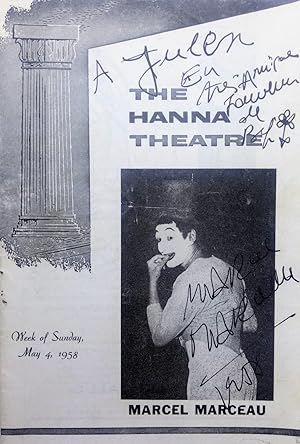 Bild des Verkufers fr Autograph program signed 'Marcel Marceau'. zum Verkauf von Khalkedon Rare Books, IOBA