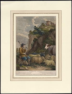 Antique Print-LE BERGER CONTENT-SHEPHERD-HERD-Teniers-Ingram-1741