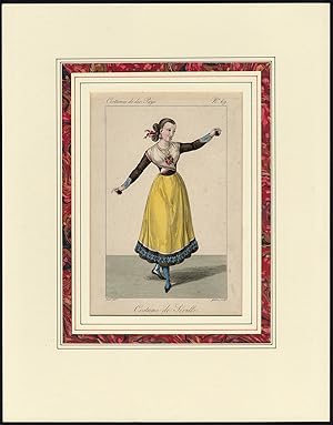 Antique Print-COSTUME-SPAIN-SEVILLA-CASTNETS-PL. 69-Lante-Gatine-1827
