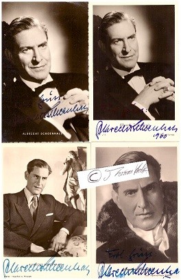 Imagen del vendedor de ALBRECHT SCHOENHALS (1888-1978) Dr.med., dt. Arzt und Schauspieler, u.a. 1935: Einer zuviel an Bord, 1937: Kreutzersonate (Veit Harlan), 1963: Scotland Yard jagt Dr. Mabuse, 1969: Die Verdammten (La caduta degli dei) (Luchino Visconti) a la venta por Herbst-Auktionen