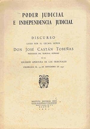 Imagen del vendedor de PODER JUDICIAL E INDEPENDENCIA JUDICIAL. Discurso a la venta por Librera Torren de Rueda