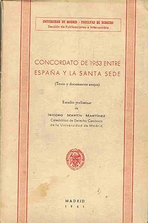Seller image for CONCORDATO DE 1953 ENTRE ESPAA Y LA SANTA SEDE (Textos y documentos anejos) for sale by Librera Torren de Rueda