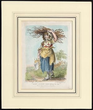 Antique Print-PECULATOR-VILLAGE-GIRL-RABBIT-FIREWOOD-APRON-Mather Brown-1820