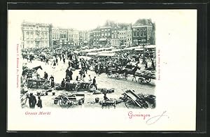 Ansichtskarte Groningen, Händler auf dem Marktplatz