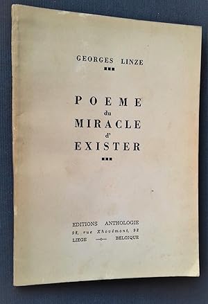 Image du vendeur pour Pome du Miracle d'exister. mis en vente par Librairie Pique-Puces