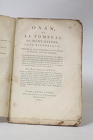 Bild des Verkufers fr Onan, ou le tombeau du Mont Cindre zum Verkauf von Librairie Le Feu Follet