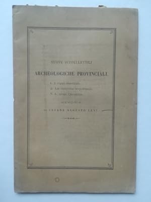 Bild des Verkufers fr Nuove suppellettili archeologiche provinciali. 1. I cippi marziali 2. La raccolta tripolitana 3. L'urna quintilia zum Verkauf von Coenobium Libreria antiquaria