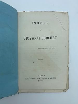 Bild des Verkufers fr Poesie di Giovanni Berchet zum Verkauf von Coenobium Libreria antiquaria