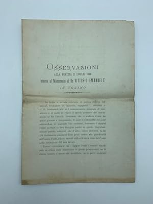 Osservazioni alla perizia 11 luglio 1898 intorno al Monumento al Re Vittorio Emanuele in Torino