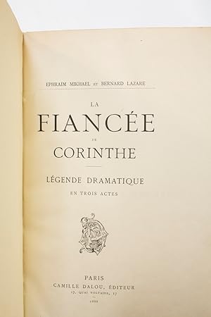 Image du vendeur pour La fiance de Corinthe mis en vente par Librairie Le Feu Follet