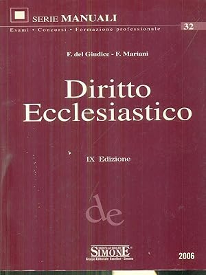 Bild des Verkufers fr Diritto ecclesiastico IX Ed. zum Verkauf von Librodifaccia