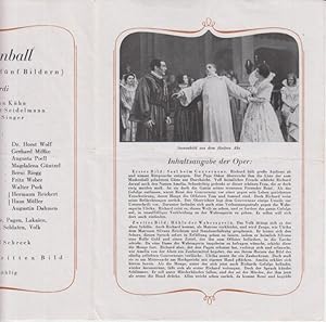 Bild des Verkufers fr Dessauer Theater. Programmheft zu : Ein Maskenball ( Giuseppe Verdi ). - Spielzeit 1941 / 1942. - Inszenierung: Hermann Khn. - Bhnenbild : Gustav Singer. - Spielaufsicht: Fritz Bhlig. - Darsteller: Horst Wolf, Gerhard Mike, Augusta Poell, Magdalena Gntzel, Berni Riegg, Fritz Weber u. a. - Mit ausfhrlicher Inhaltsangabe. zum Verkauf von Antiquariat Carl Wegner