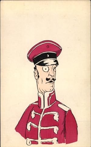 Künstler Ansichtskarte / Postkarte Karikatur eines deutschen Soldaten, Husar
