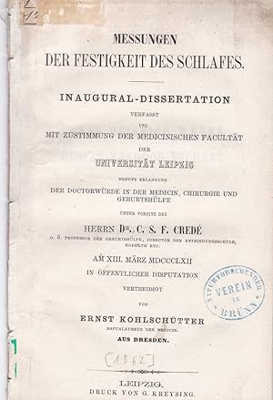 Messung der Festigkeit des Schlafes. Inaugural-Dissertation, Universität Leipzig.