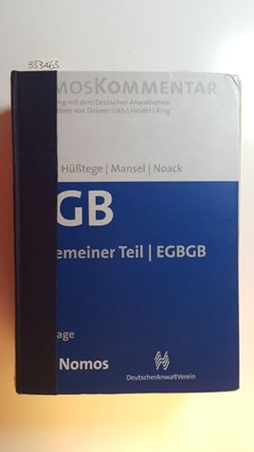 Seller image for BGB, Teil: Allgemeiner Teil : EGBGB. 2. Aufl. for sale by Gebrauchtbcherlogistik  H.J. Lauterbach