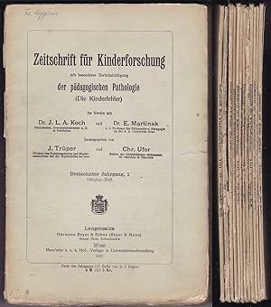 Bild des Verkufers fr Zeitschrift fr Kinderforschung mit besonderer Bercksichtigung der pdagogischen Pathologie 13. Jg. 1907/08 Heft 1-12 zum Verkauf von Kultgut