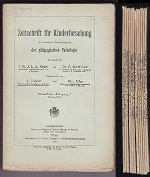 Bild des Verkufers fr Zeitschrift fr Kinderforschung mit besonderer Bercksichtigung der pdagogischen Pathologie 14. Jg. 1908/09 Heft 1-12 zum Verkauf von Kultgut