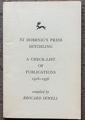 Seller image for A Check-list Of Books, Pamphlets, Broadsheets, Catalogues, Posters Etc. printed by H. D. C. Pepler at Saint Dominic's Press, Ditchling, Sussex between the years A. 1916 and 1936 D. for sale by G.F. Wilkinson Books, member IOBA