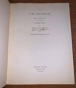 A Boy from Kentucky, Being a Litle Journey to the Life of J. Leslie Davis