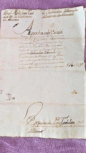 MANUSCRIT ORIGINAL DE MATARO, SALVADOR BLANCH, MAGI MELE 1760