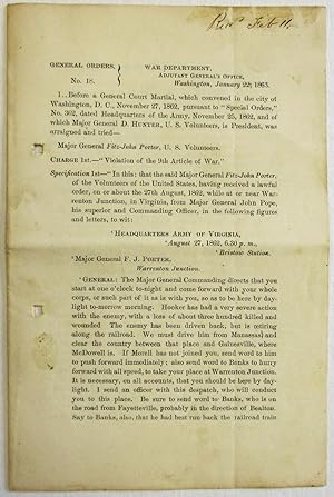 GENERAL ORDERS, NO. 18. WAR DEPARTMENT, ADJUTANT GENERAL'S OFFICE, WASHINGTON, JANUARY 22, 1863