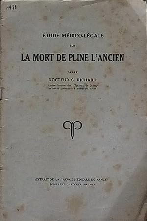 Image du vendeur pour Etude mdico-lgale sur la mort de Pline l'Ancien mis en vente par Bouquinerie L'Ivre Livre