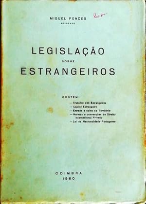 LEGISLAÇÃO SOBRE ESTRANGEIROS.