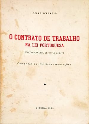 O CONTRATO DE TRABALHO NA LEI PORTUGUESA.