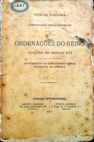 Seller image for ORDENAES DO REINO. Edies do Sculo XIX. for sale by Livraria Castro e Silva
