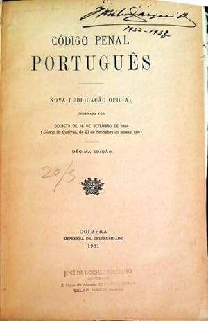 CÓDIGO PENAL PORTUGUÊS. [10.ª EDIÇÃO]