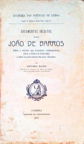 Bild des Verkufers fr DOCUMENTOS INDITOS SBRE JOO DE BARROS. zum Verkauf von Livraria Castro e Silva