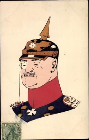Ansichtskarte / Postkarte Porträt deutscher Soldat, Kaiserreich, Offizier, Pickelhaube, Monokel