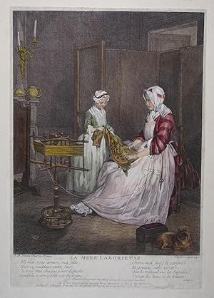 La mere laborieuse. Kolorierter Kupferstich nach Jean Siméon Chardin (1699-1779). Paris, Lepicie ...