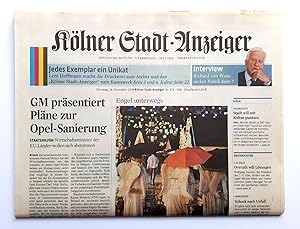 Bild des Verkufers fr Klner Stadtanzeiger Dienstag 24. November 2009 - Jedes Exemplar ein Unikat - Leni Hoffmann macht die Druckerei zum Atelier und den Klner Stadt-Anzeiger zum Kunstwerk zum Verkauf von Verlag IL Kunst, Literatur & Antiquariat