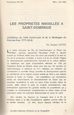 Image du vendeur pour Les proprietes Navailles a St Domingue (in Revue de la Societe Haitienne d'Histoire et de Geographie, vol 46 No 158-159 mars-juin 1988) mis en vente par Black Rock Books