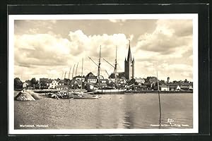 Seller image for Ansichtskarte Mariestad, Hamnen, Blick auf Hafen und Kirche for sale by Bartko-Reher