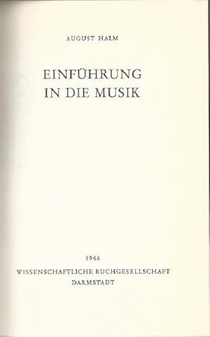 Seller image for Einfhrung in die Musik. for sale by Lewitz Antiquariat